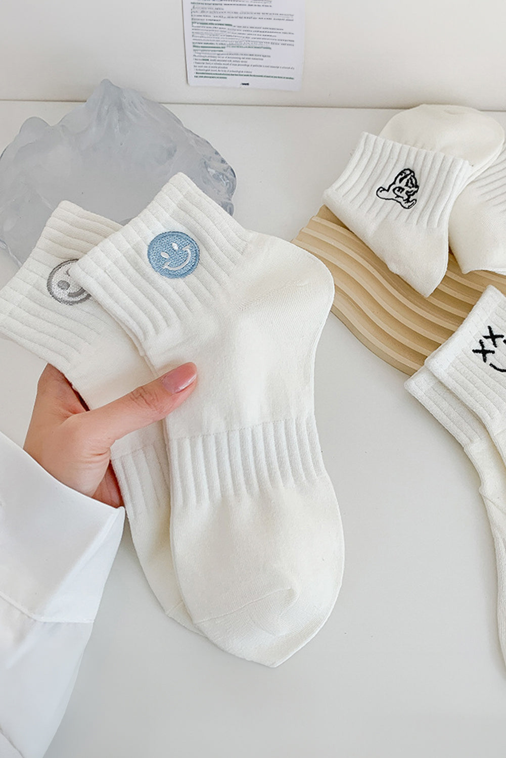 Smile Face Cute Face Embroidered Cotton Socks