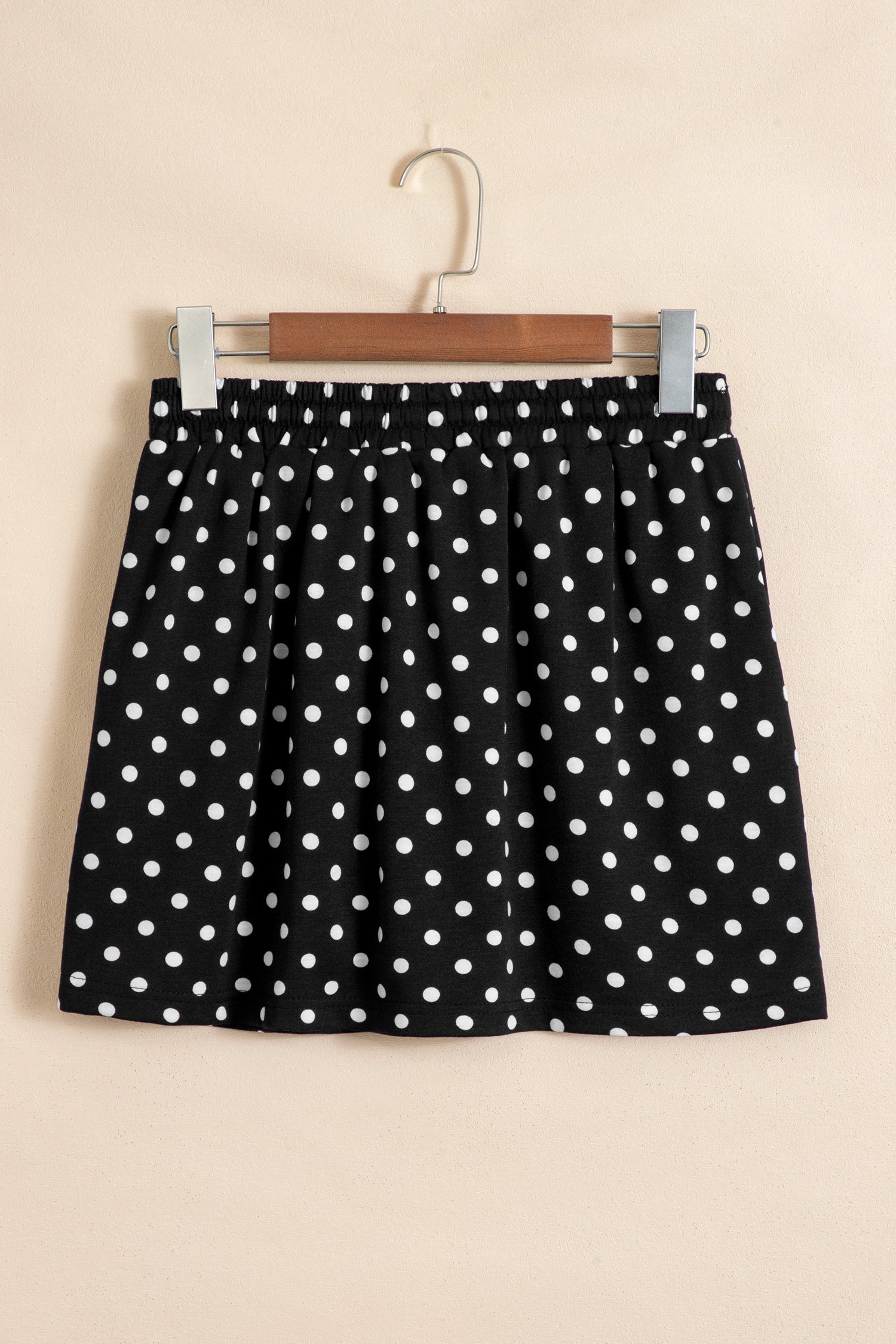 Polka-Dot Mini Drawcord Everyday Skort in Black