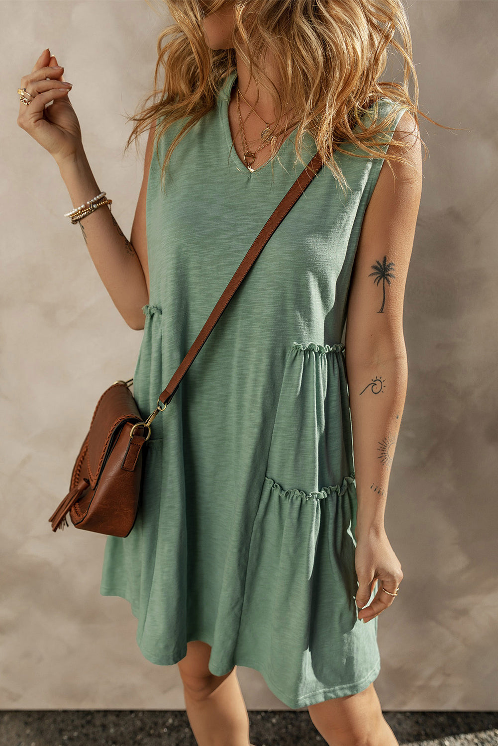 Women's Sleeveless Layered Flowy Dress