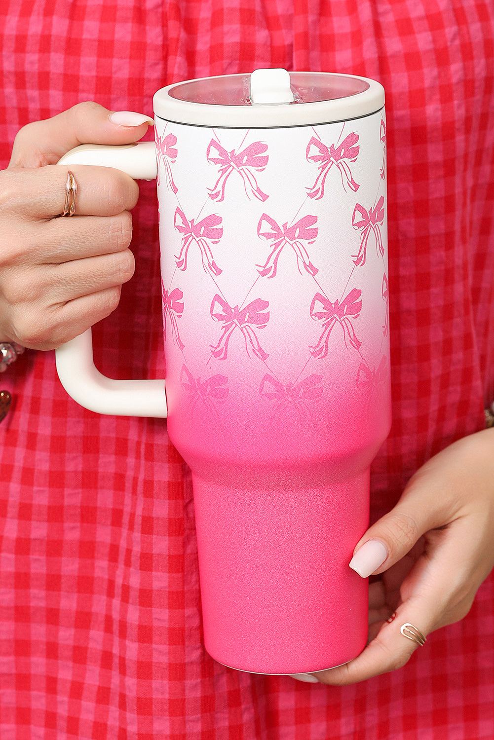 Gradient Bow Knot Color Print Large Vacuum Cup