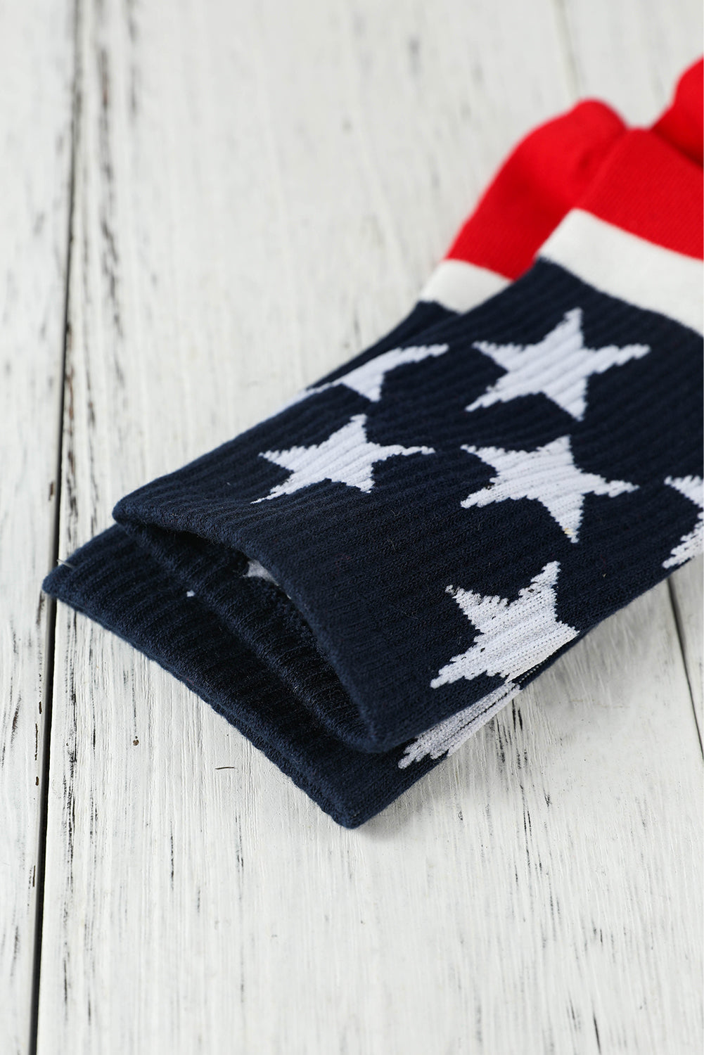 and Striped Star Striped Print Rib-Knit Knit Crew Socks