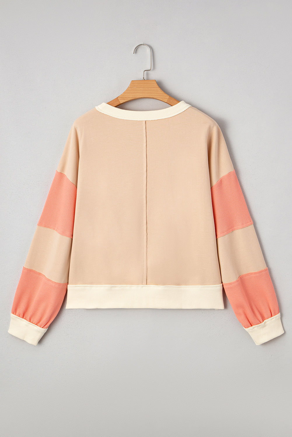 Colorblock Textured Patchwork Pullover Sweatshirt