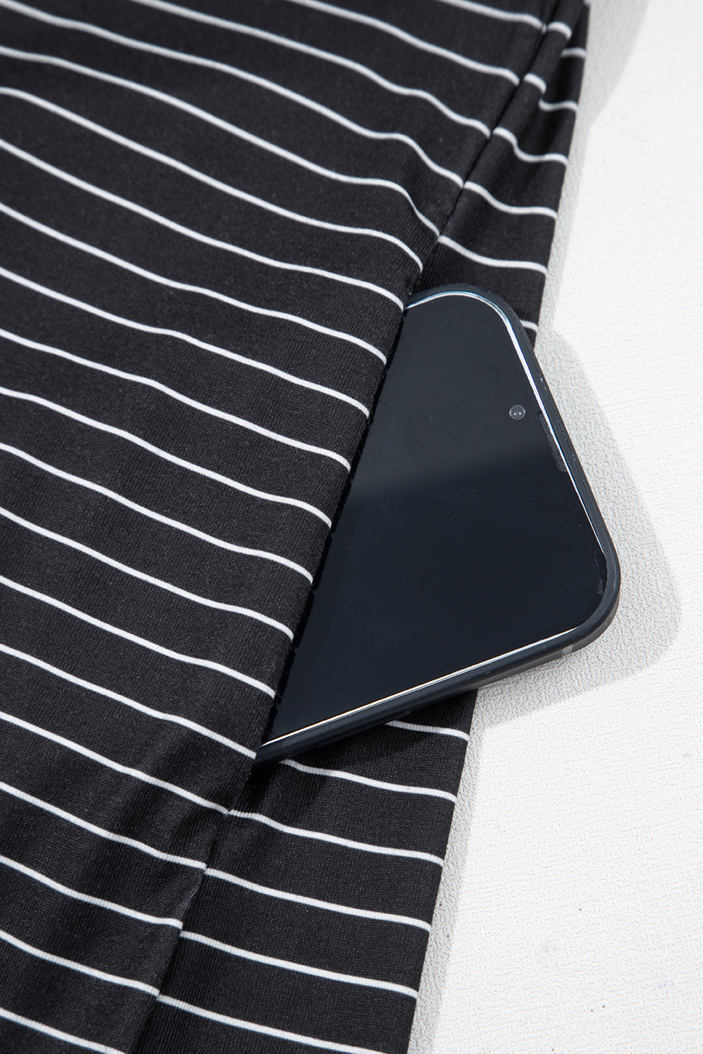 Black Stripe Ruffled Short Sleeve T Shirt Shift Mini Dress
