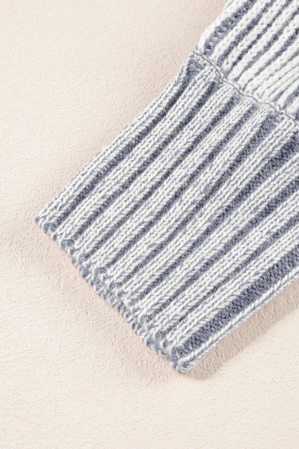 Print Rib-Knit Striped Rib-Knit Knit Boat Neck Baggy Knit Top