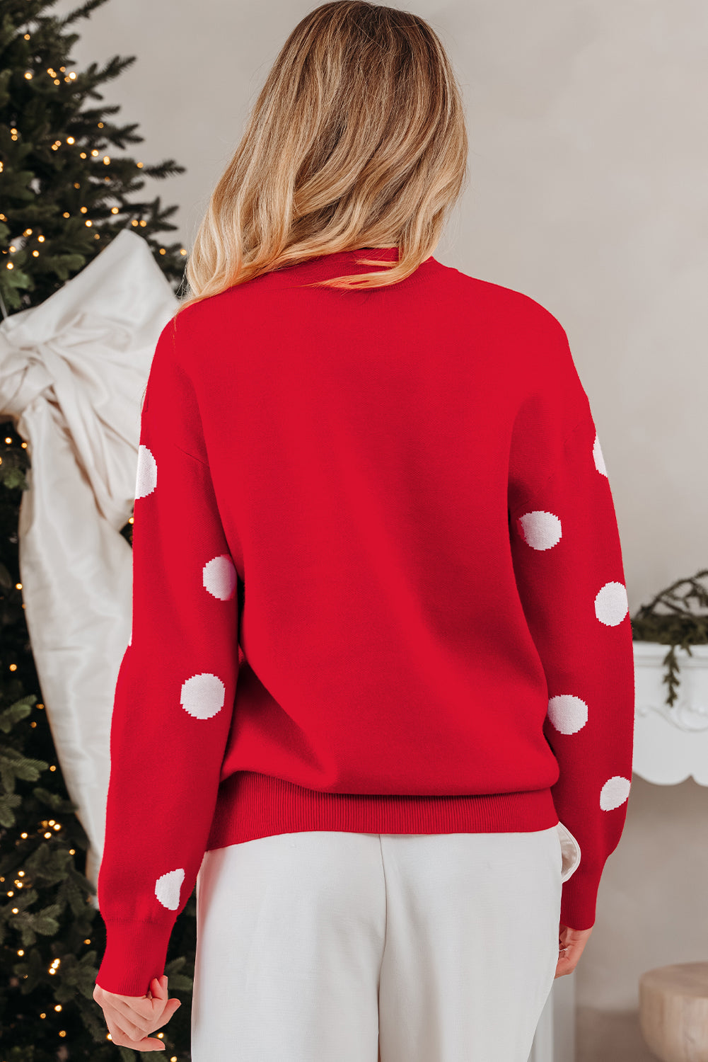 LET IT SNOW Graphic Christmas Holiday Loose Knit Top