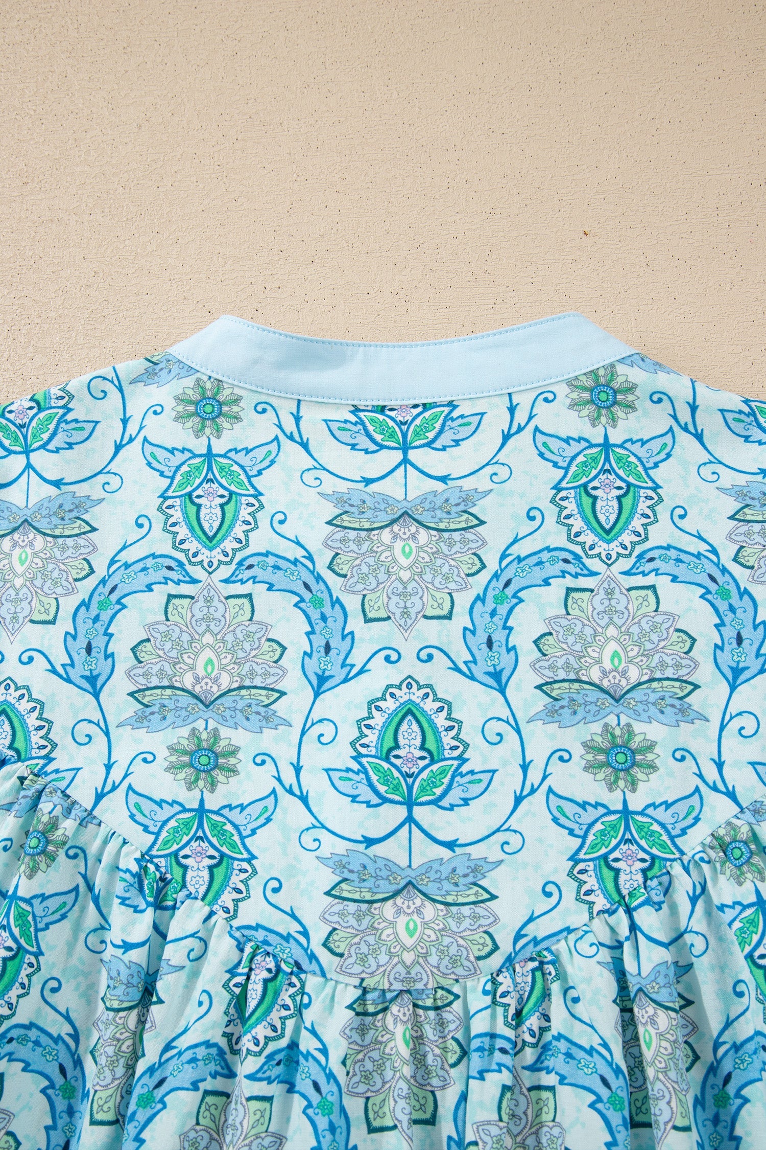 Paisley Print Puff Sleeve Loose Shirt