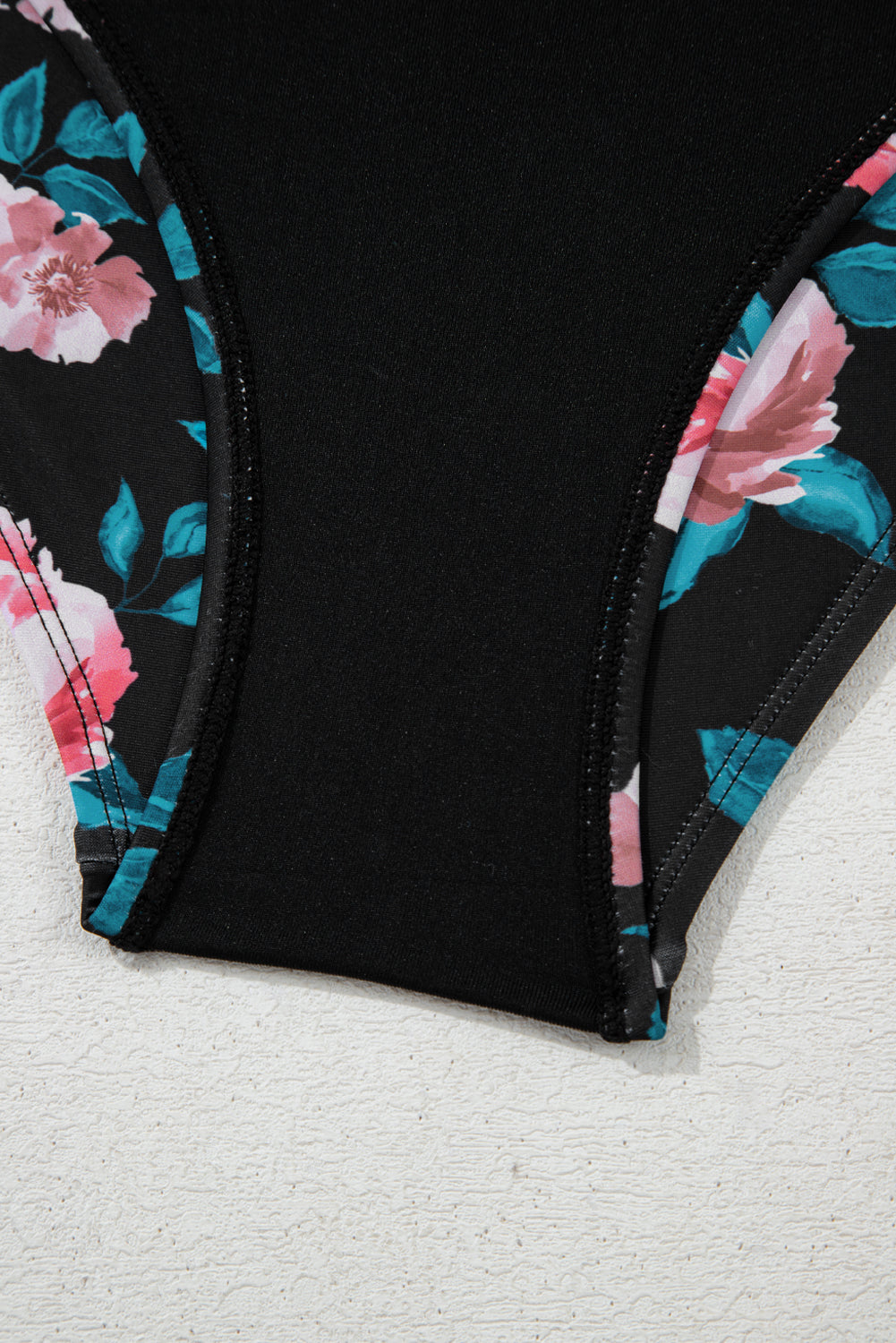 Solid Sea Green Ruffled Square Neck Swim Top and Floral Shorts Bikini Set