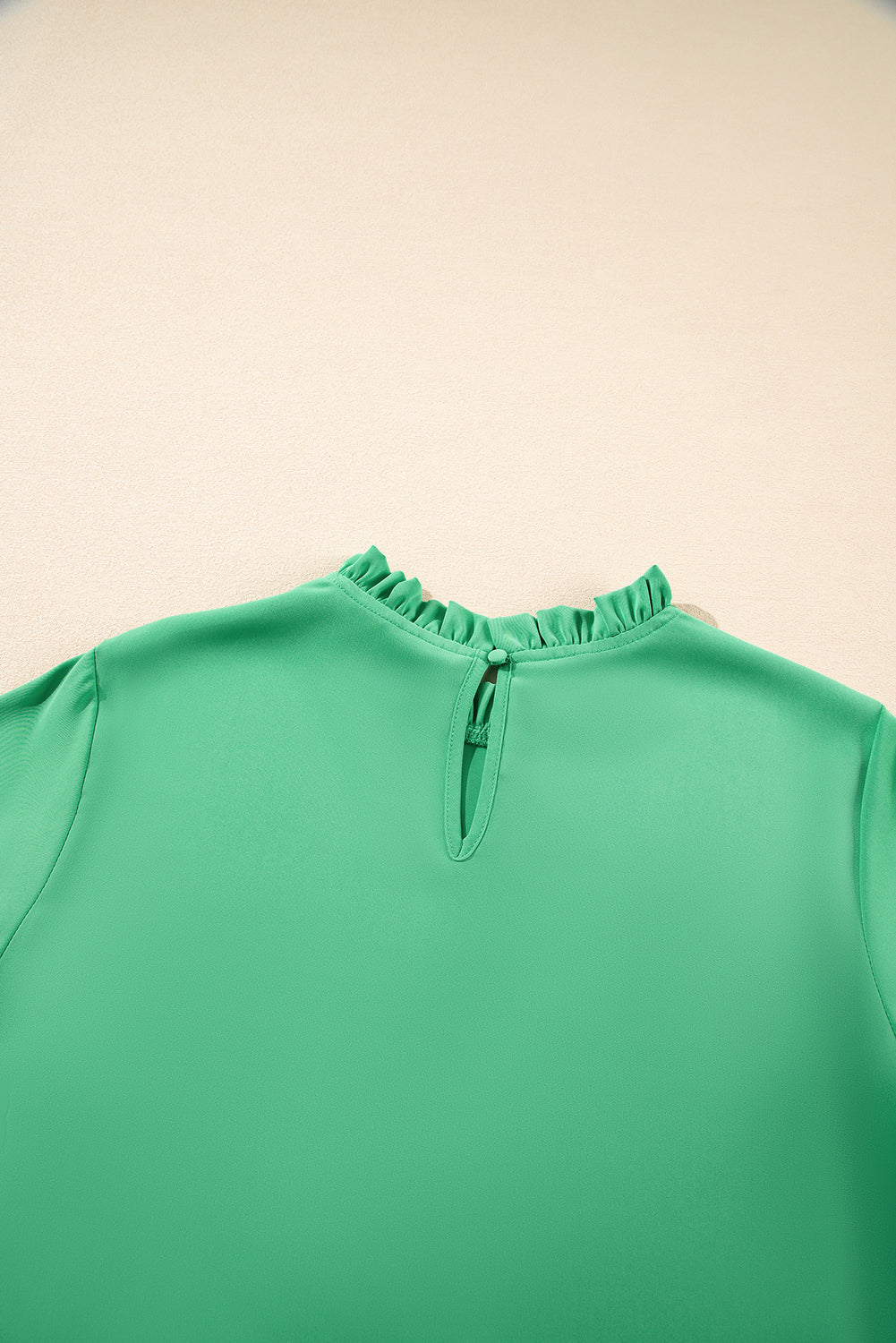 Wide Frilly Round-Neck Half Sleeve Blouse