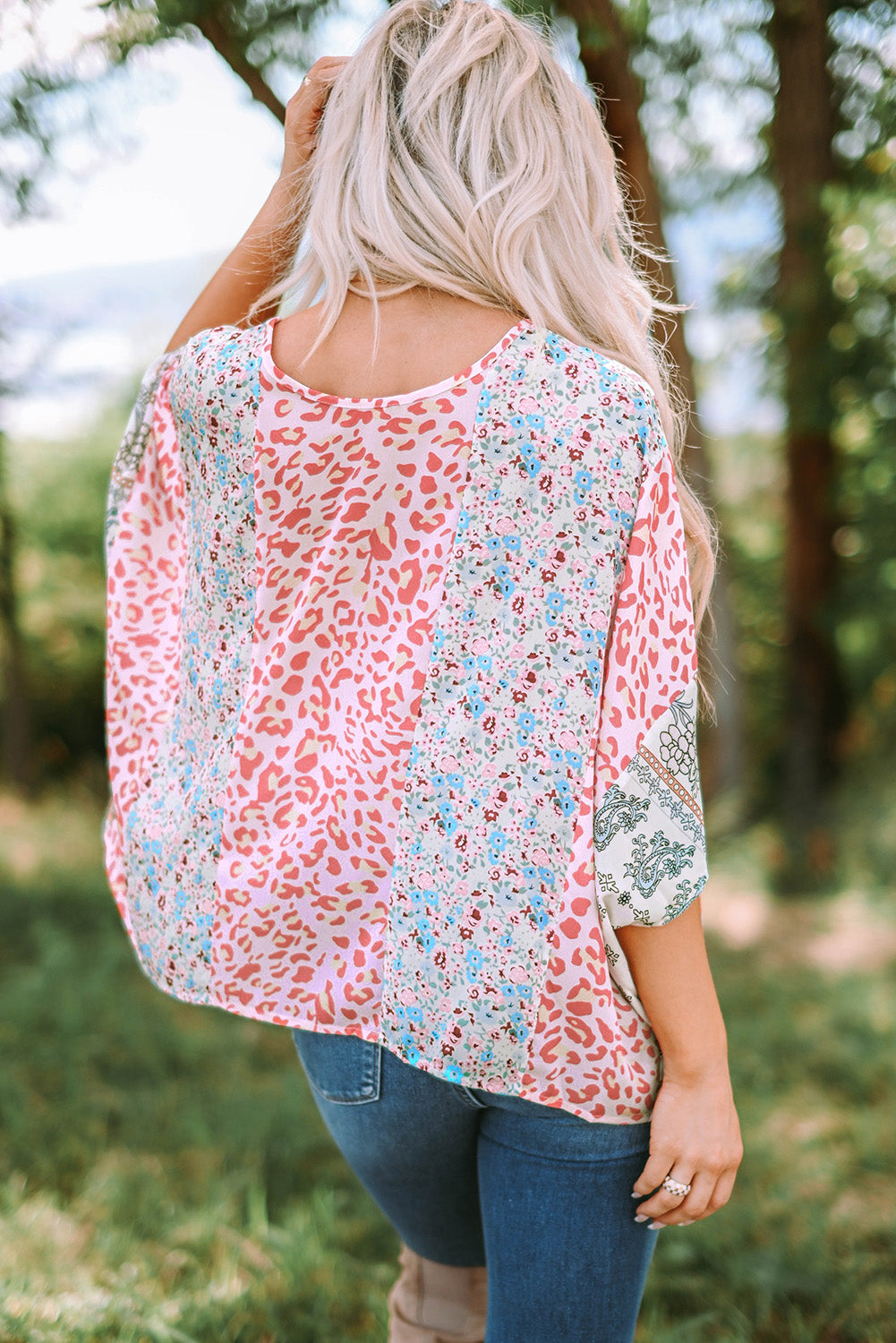 Top for Women Animal Floral-Print Mix Print Cape