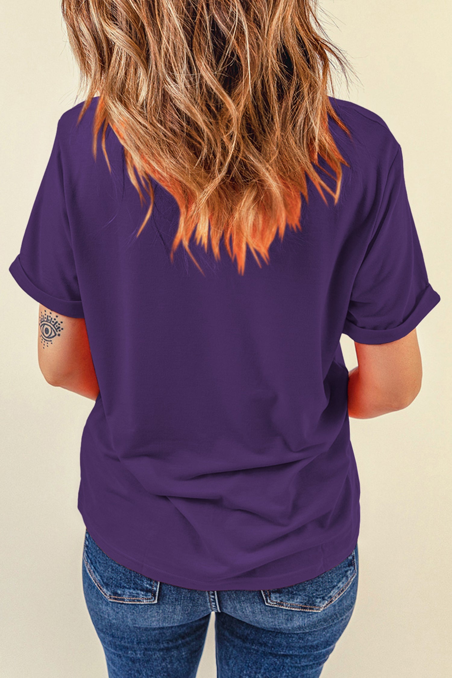 Everyday Plain Crew-Neck Tee in Purple