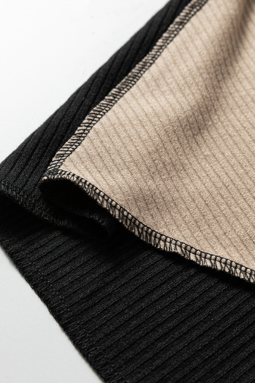 Irregular Trim Colorblock Seaming Rib-Knit Top