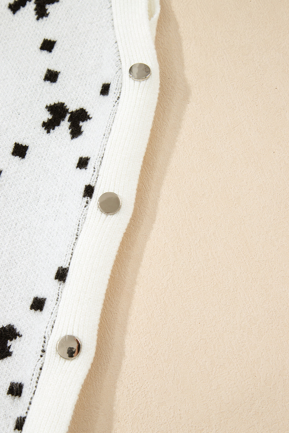 Bow Pattern Buttoned Side Cropped Sweater Vest