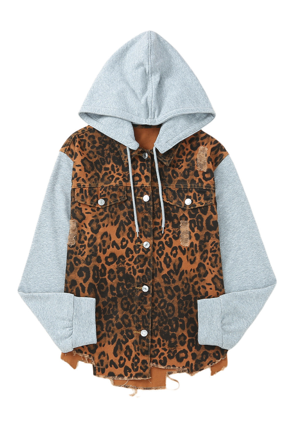 Women's Outfit with Denim Jacket Ripped Hooded