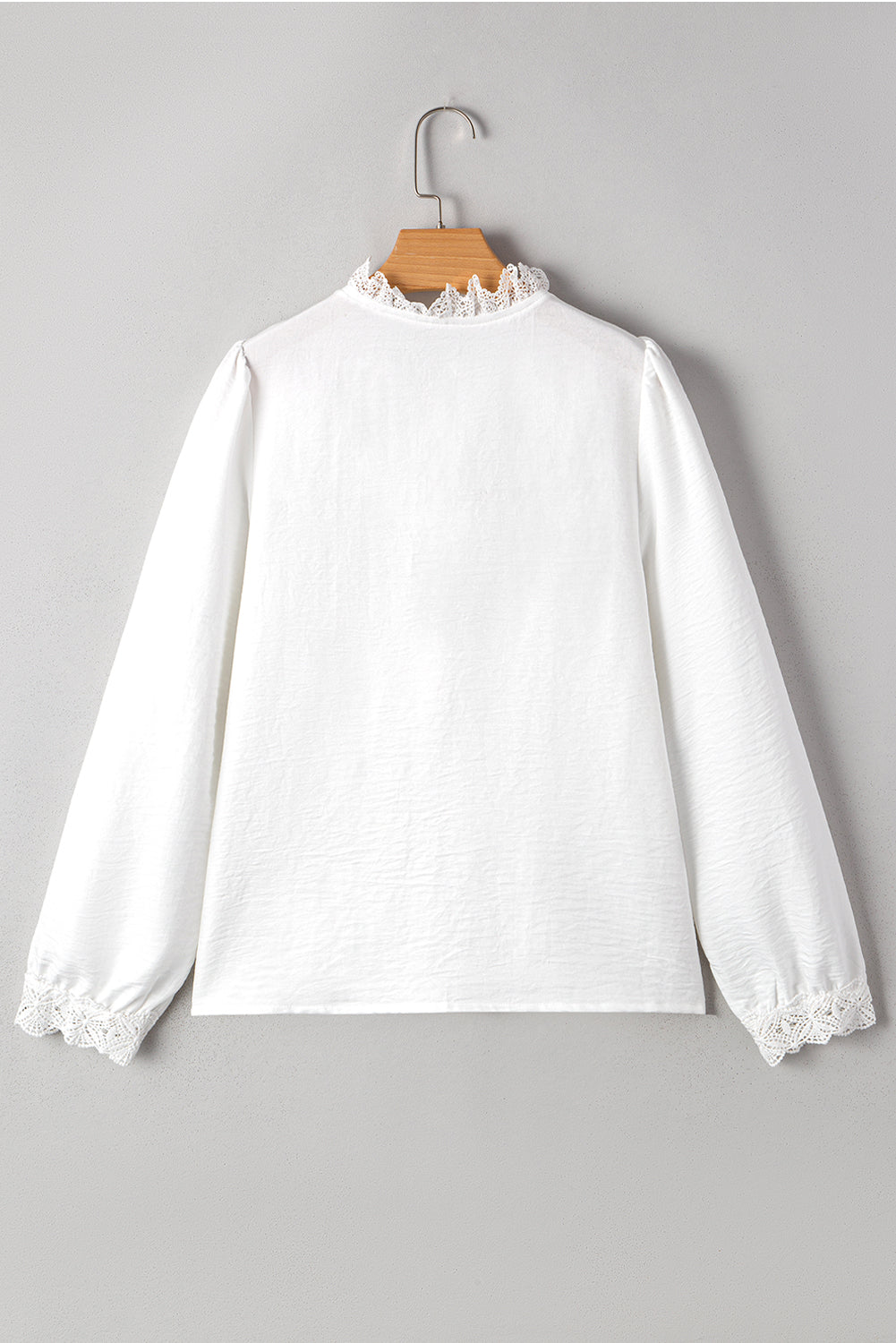 Lace Patchwork Button-Front Stand-Neck Loose Shirt