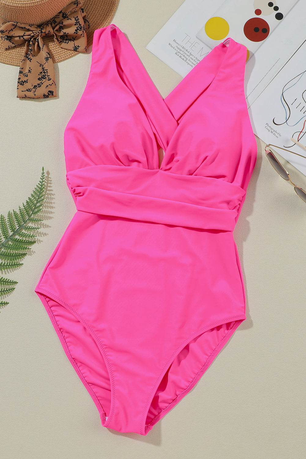 Women's Monokini Featuring Crossover Open-Back Ruched
