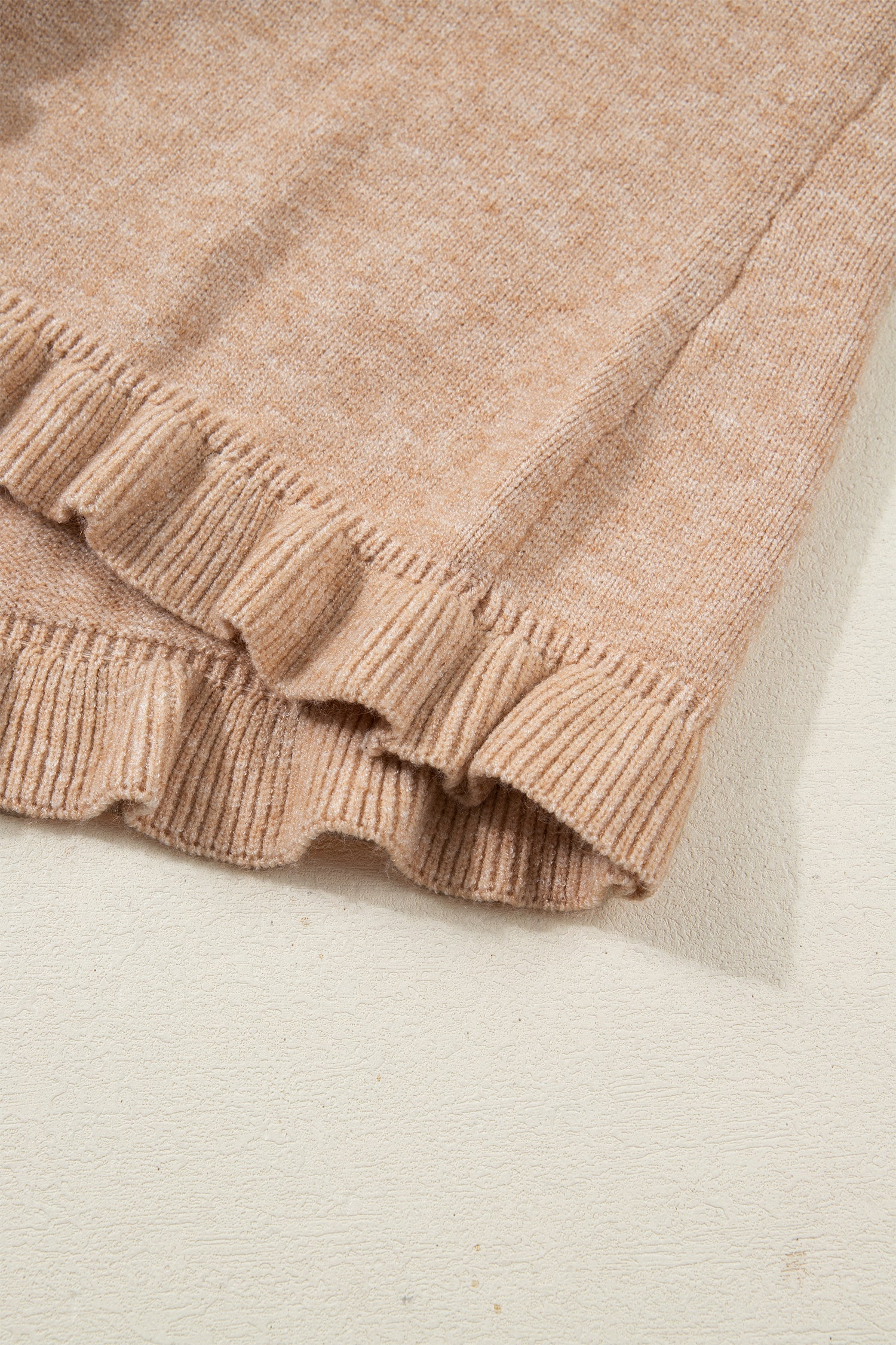 Gold Ruffle Trim Button Cardigan Knit Top