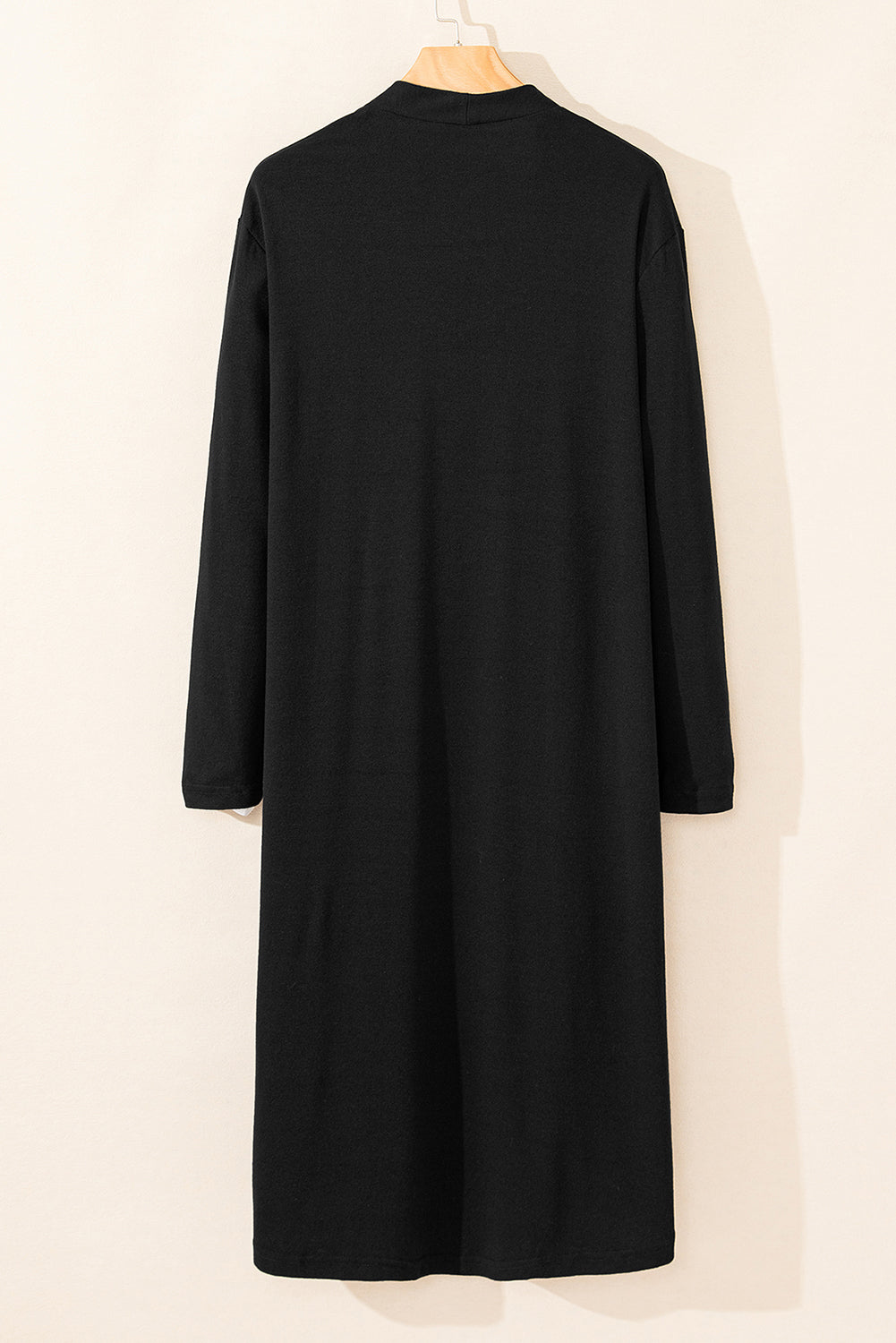 Solid Open-Front Cardigan Featuring a Pocket in Black