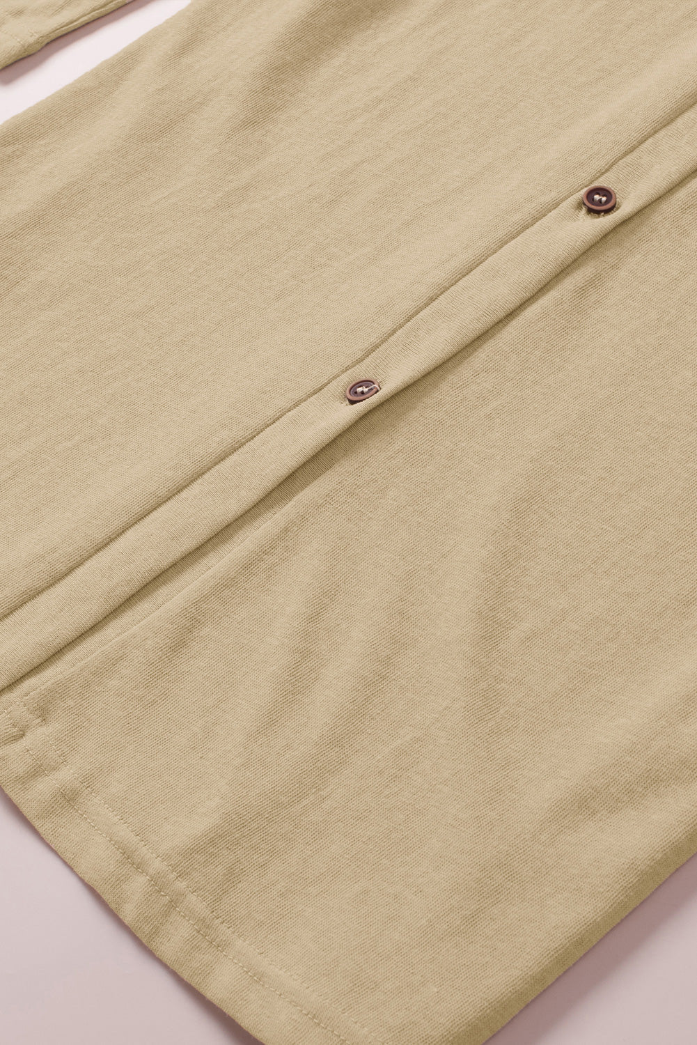 Women's Cardigan with Open-Front Buttons Brown Solid Color