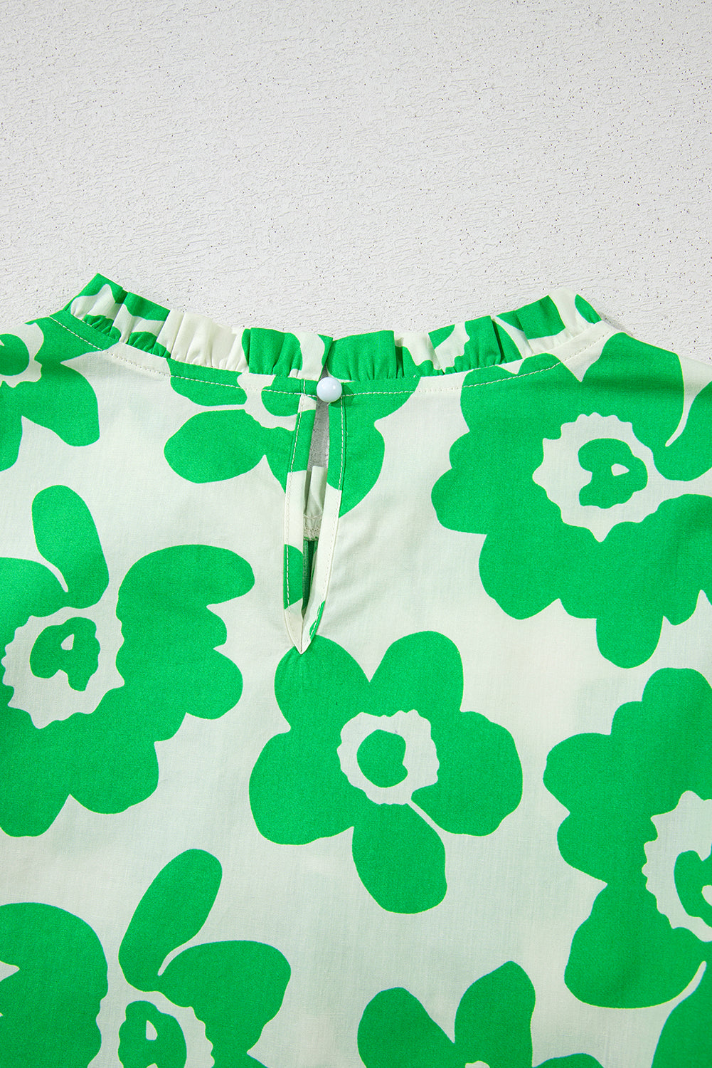 Green Contrast Embroidered Floral Blouse