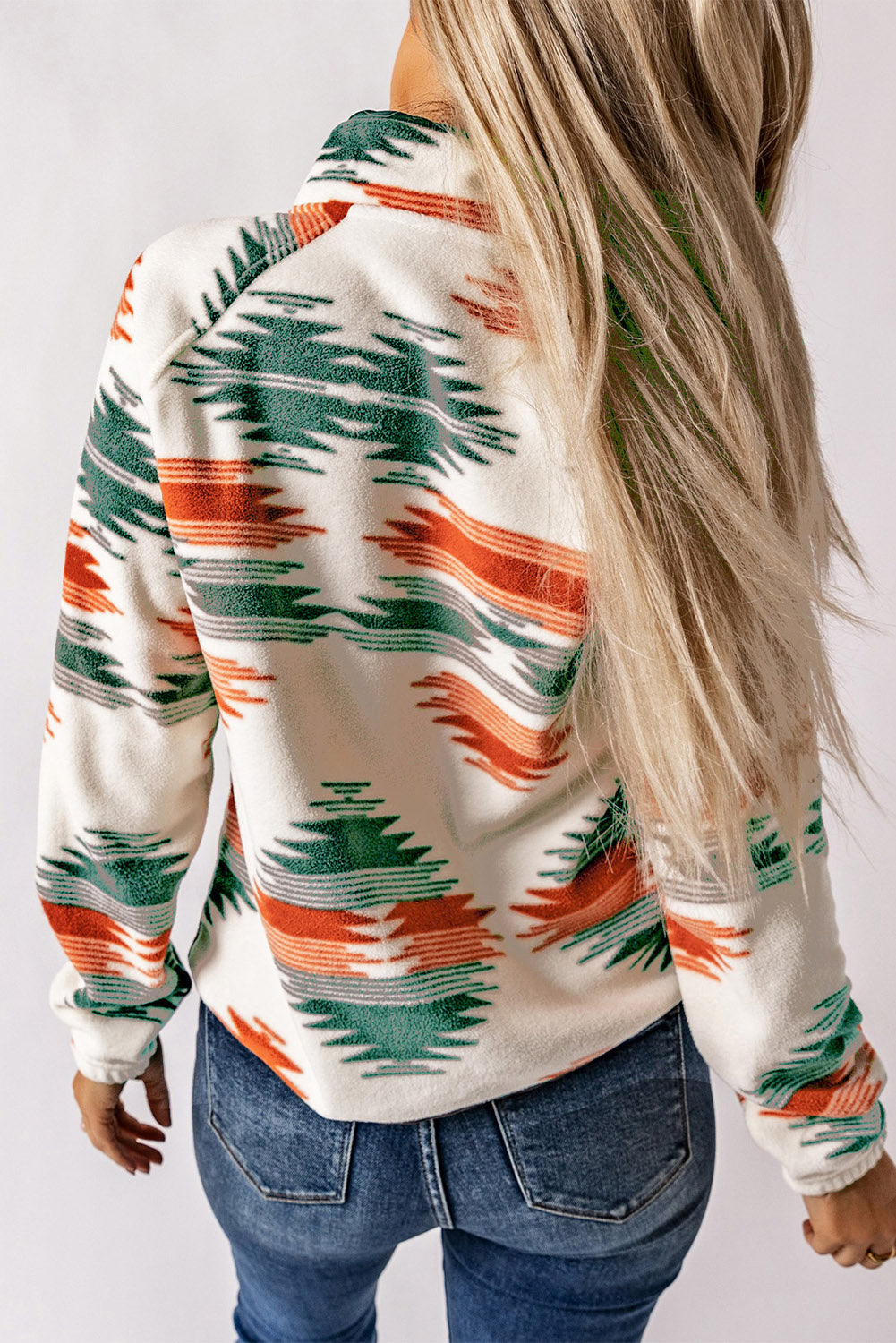 Jacket: Western Aztec Snap Button-Front Fleece-Lined