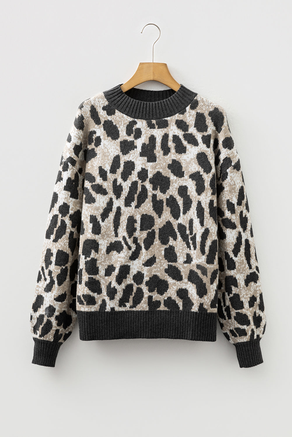 Leopard Drop-Shoulder Baggy Knit Top