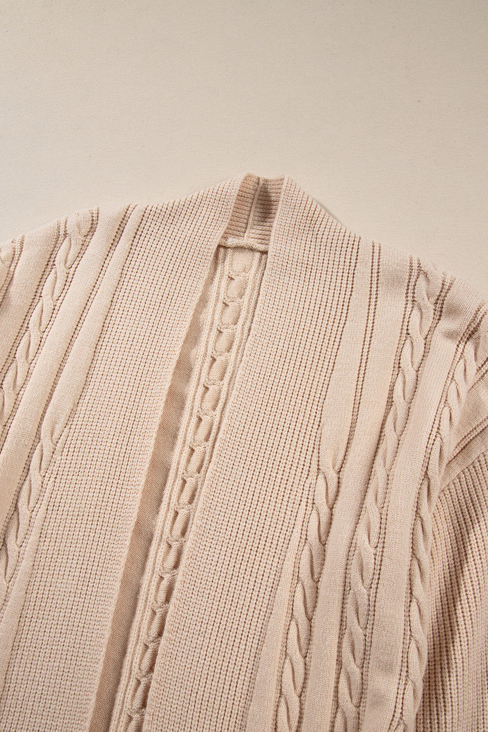 Cable Oversize Chunky Knit Open-Front Midi-length Cardigan
