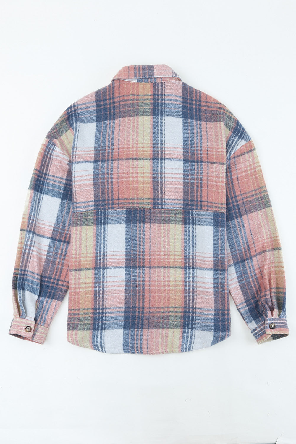 Women's Shacket Featuring Plaid Flap Pockets Pink Black