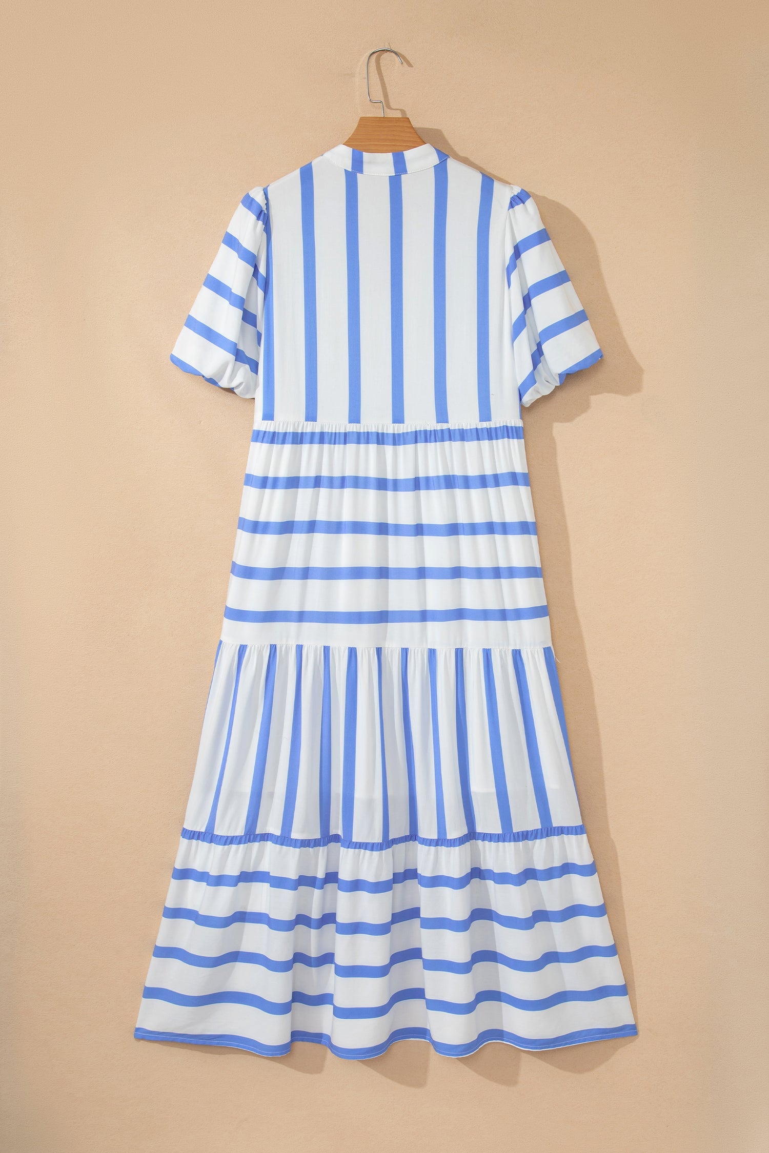 Ricrac Neck Trim Notched Half Sleeve Vacation Dress