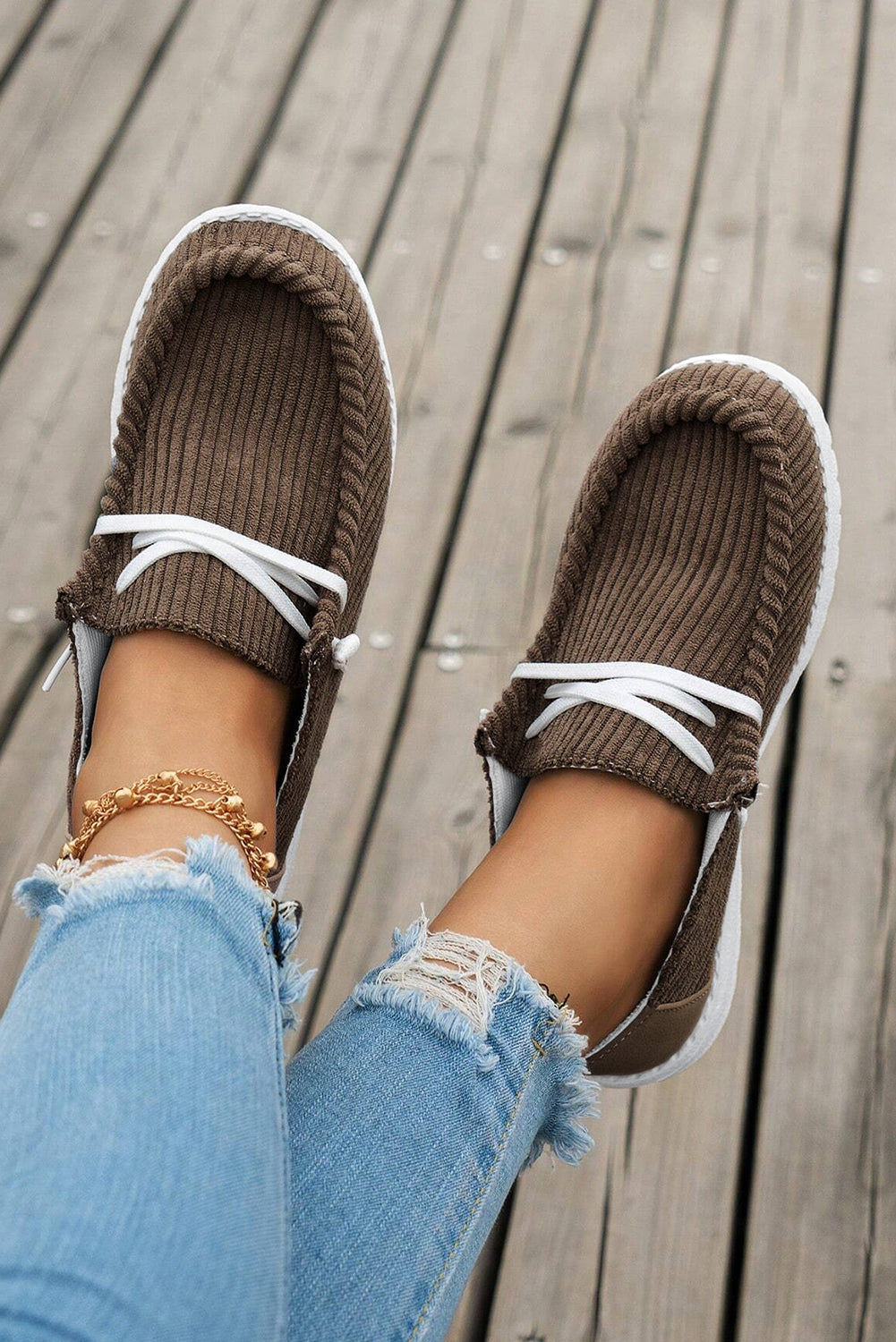 Solid Cross Rib-Knit Criss Slip On Everyday Shoes
