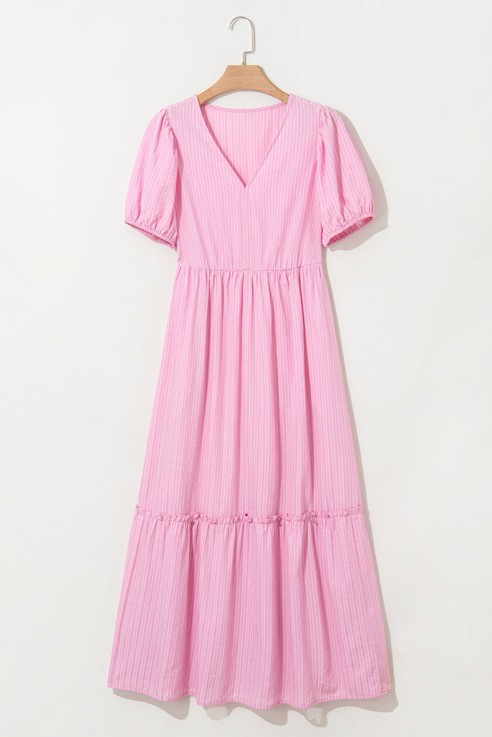 V-Neck Puff Short-Sleeved Maxi Dress