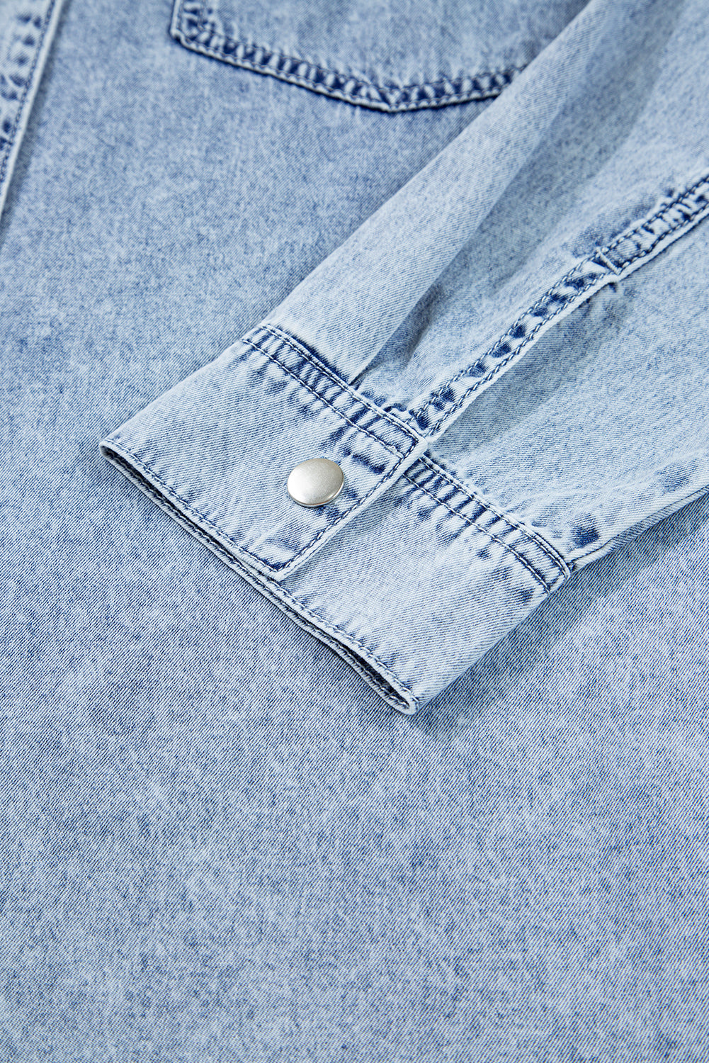 Chest Hem Pocket Raw Denim Loose Shirt Dress