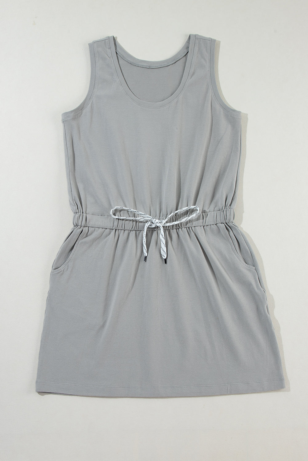 Women's Mini Dress Featuring Sleeveless Drawcord Waist