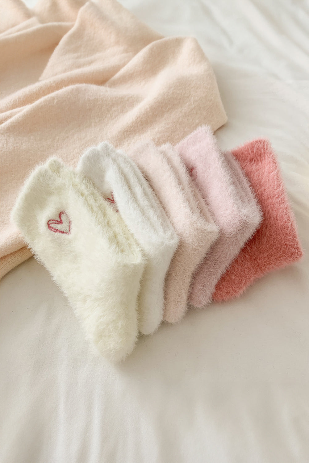 Heart Embroidered Soft Thick Crew Socks