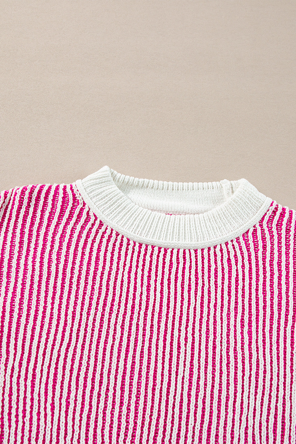Sweater featuring Textured Knitted Relaxed Stripe-Patterned