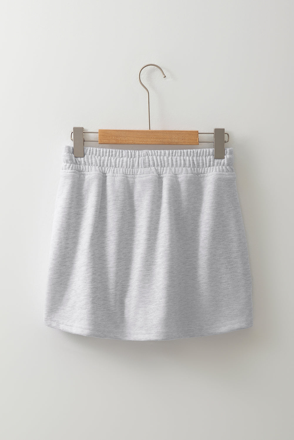 Grey French Light French Terry Drawcord Elastic Waistband Mini Skort
