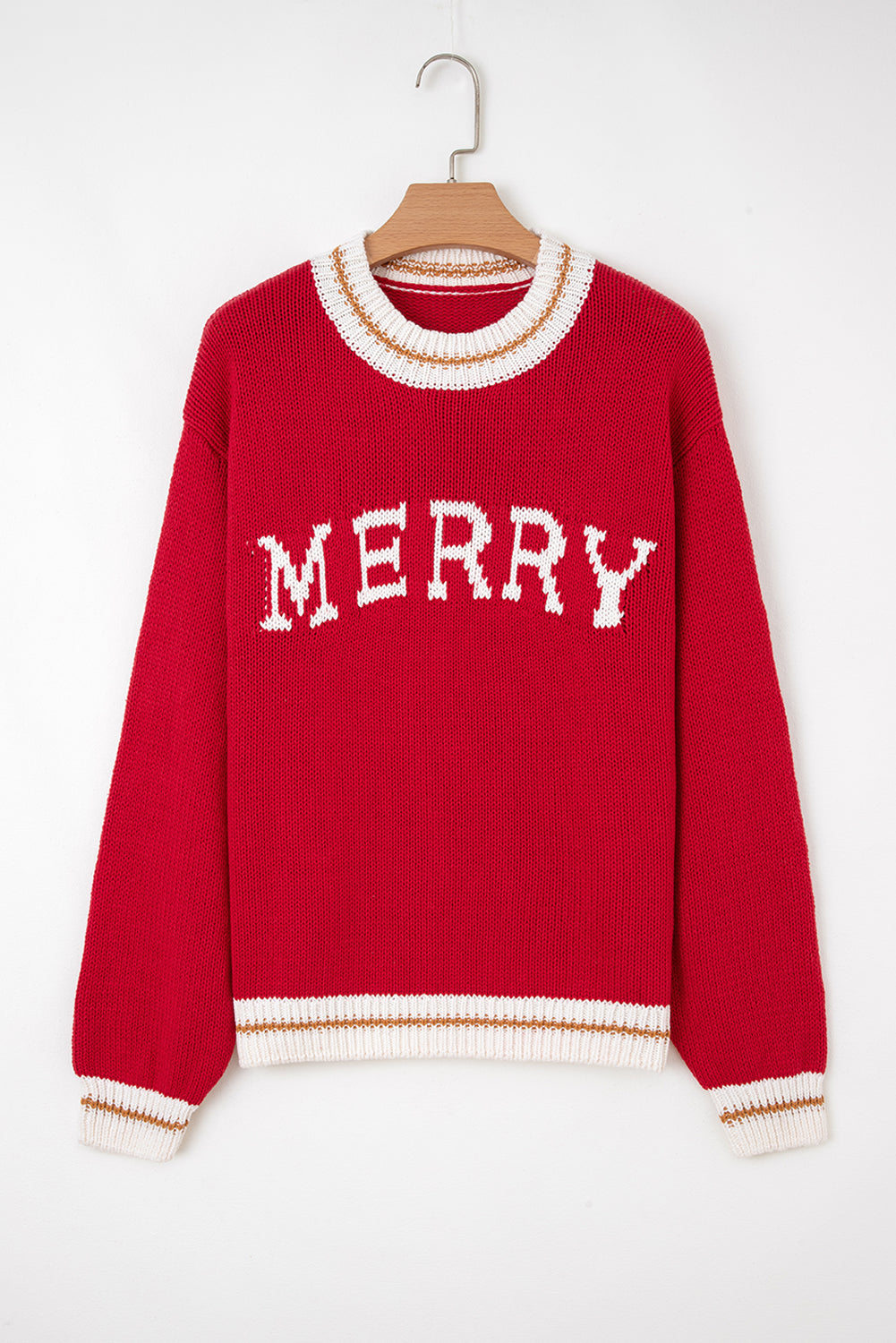 Colorblock Edge MERRY Edge Drop-Shoulder Cozy Knit Top