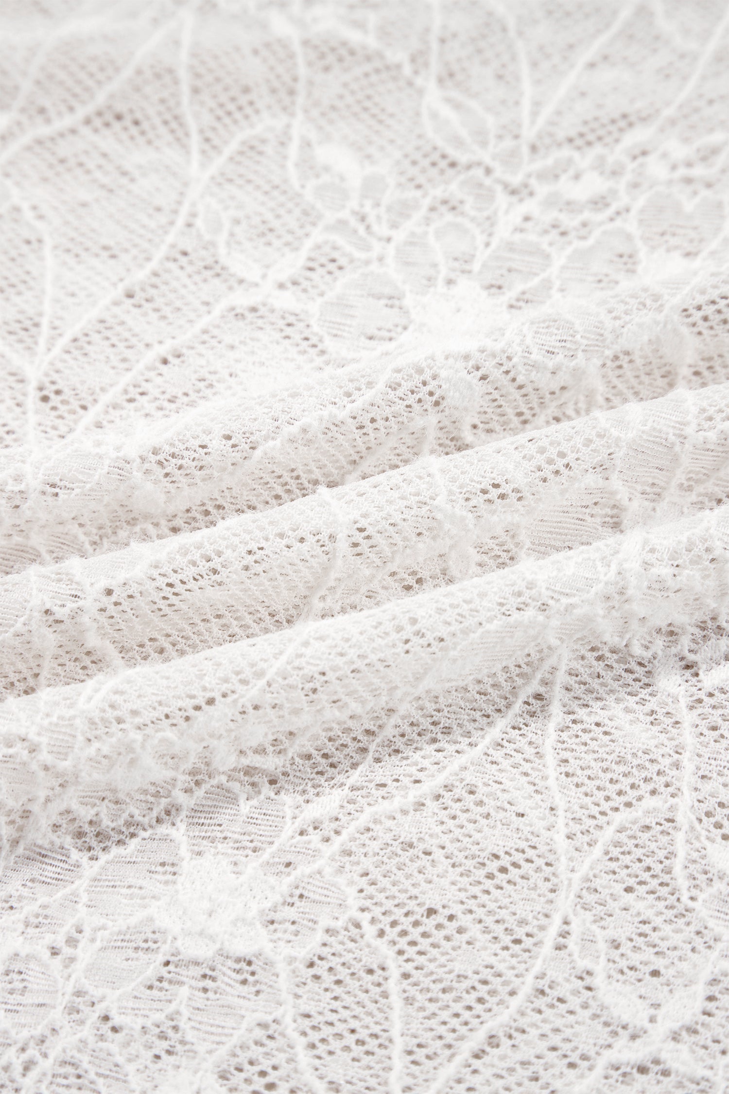Sheer Mesh Long-Sleeved Mesh Lace Top in Beige