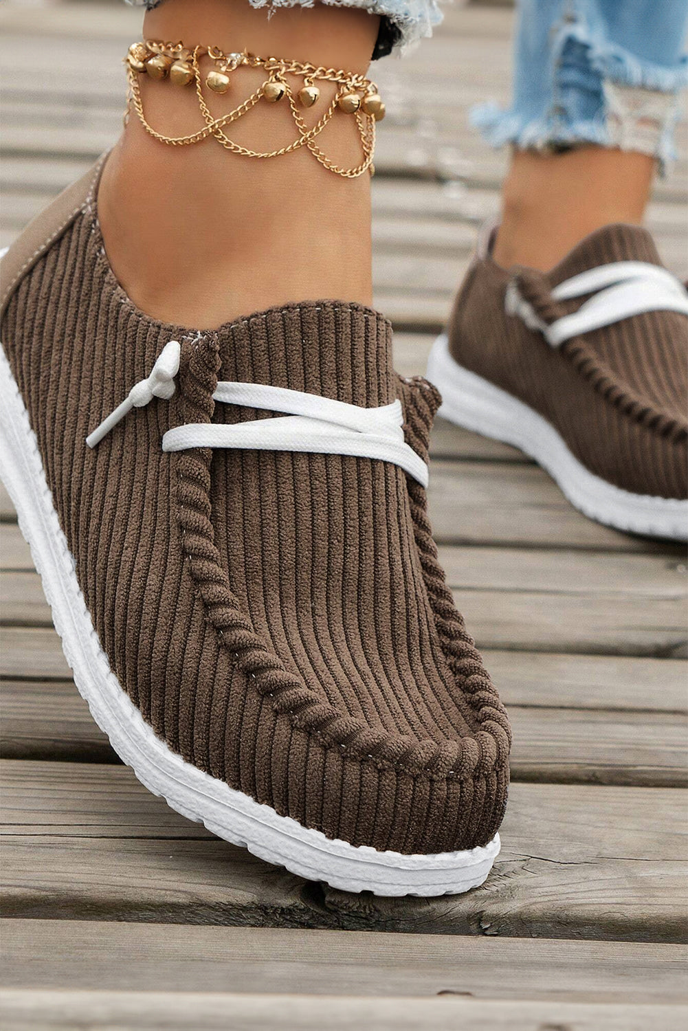 Solid Cross Rib-Knit Criss Slip On Everyday Shoes