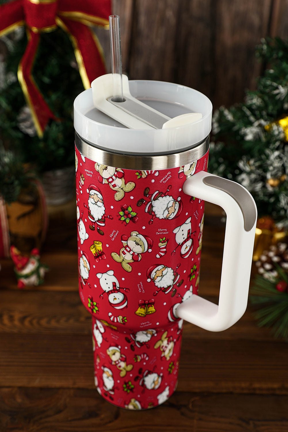 Print Handled Christmas Handled Stainless Steel Tumblers 40oz