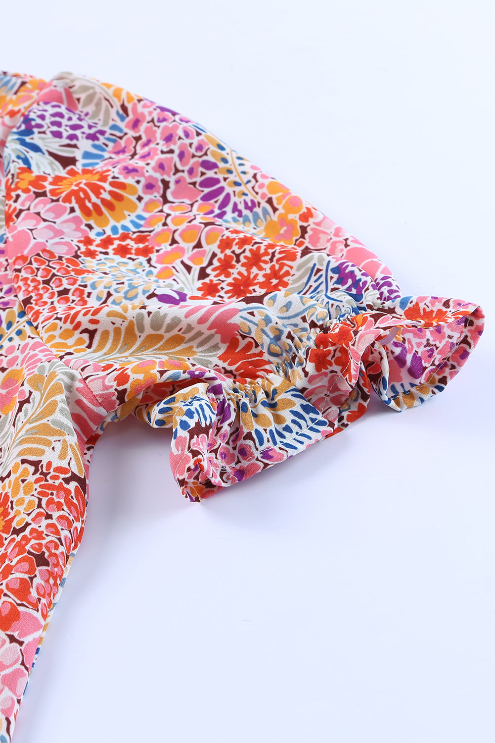 Blouse for Women Pattern Bubble Sleeve Mix Floral-Print