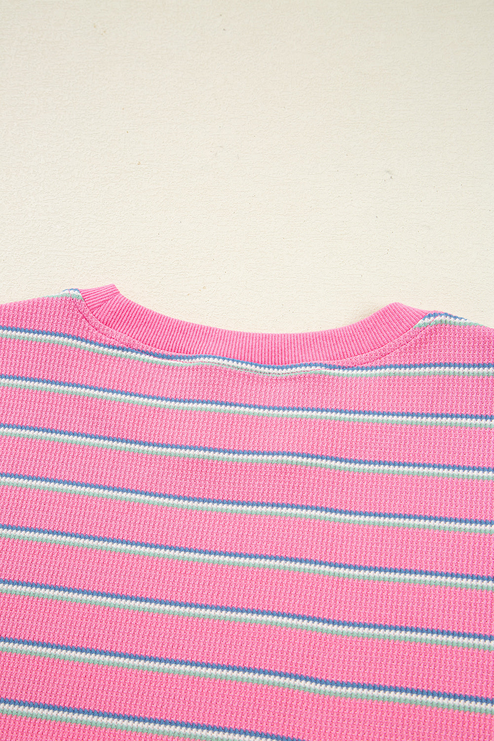 Textured Knit Round-Neck Long-Sleeved Top
