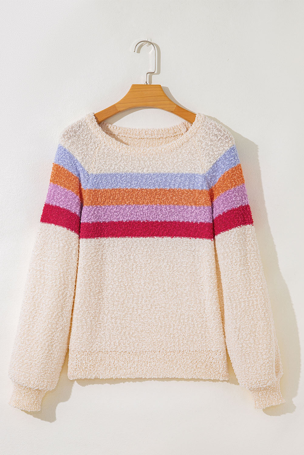 Jet Colorblock Stream Striped Loose Sleeve Polished Knit Top