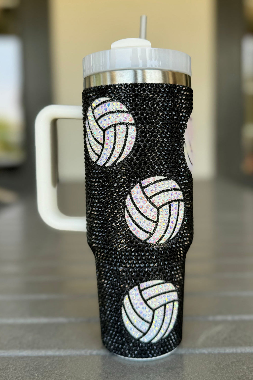40 Volleyball Oz Rhinestone Tumbler with Handle