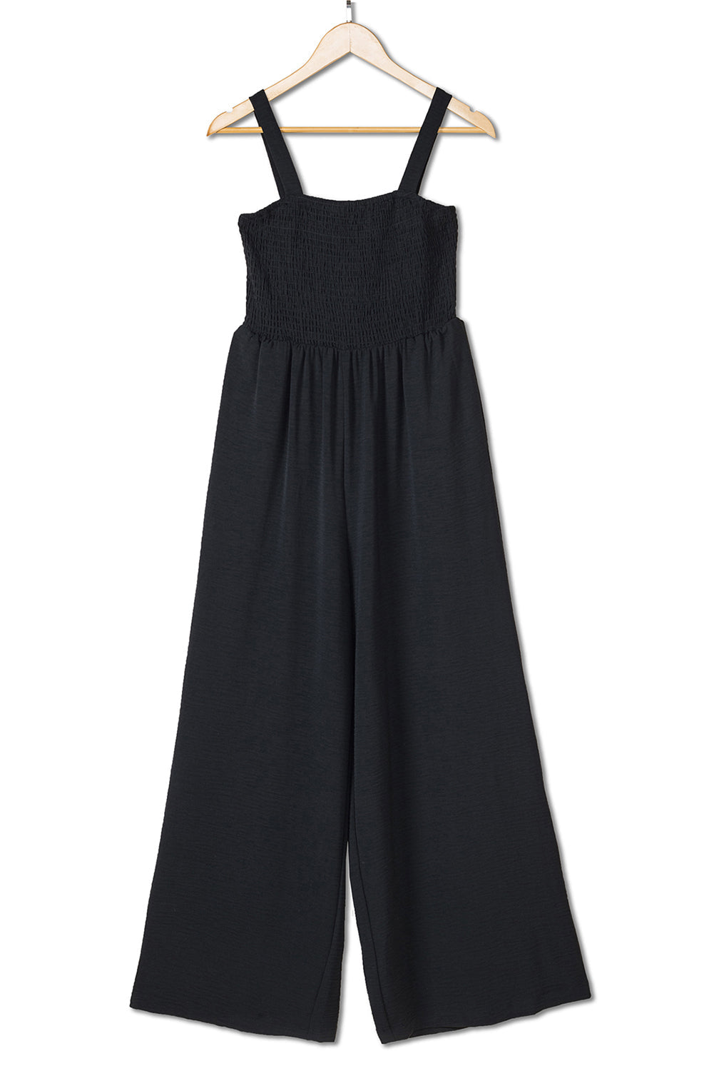 Women's Leg Jumpsuit Featuring Shirred Sleeveless Wide