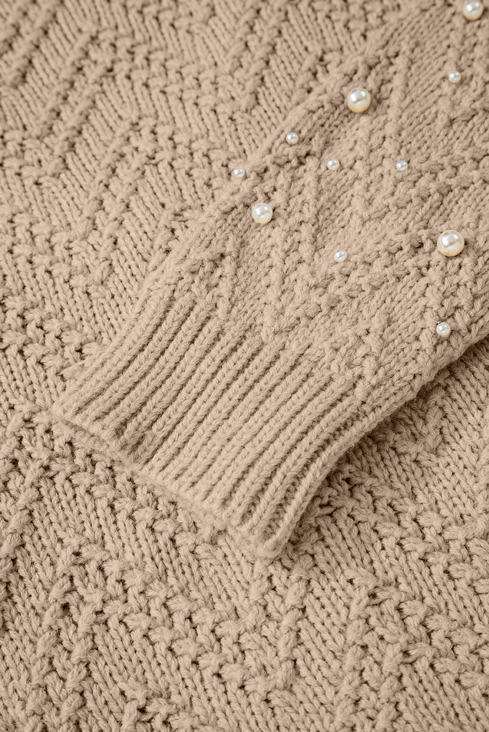 Pearl Front Embellished Button Cardigan Knit Top in Smoke Gray