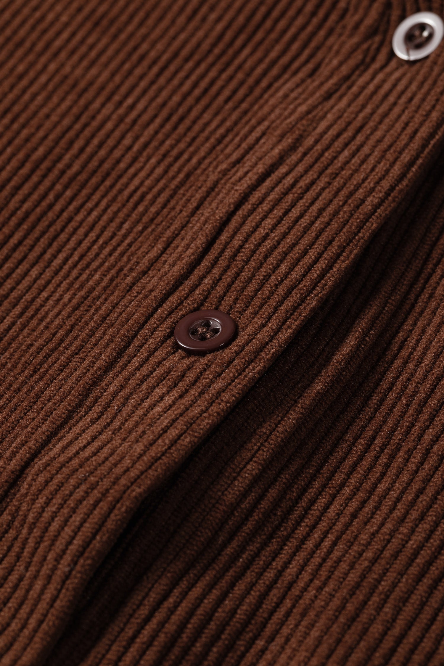 Long-Sleeved Coffee Solid Button Corduroy Shakcet