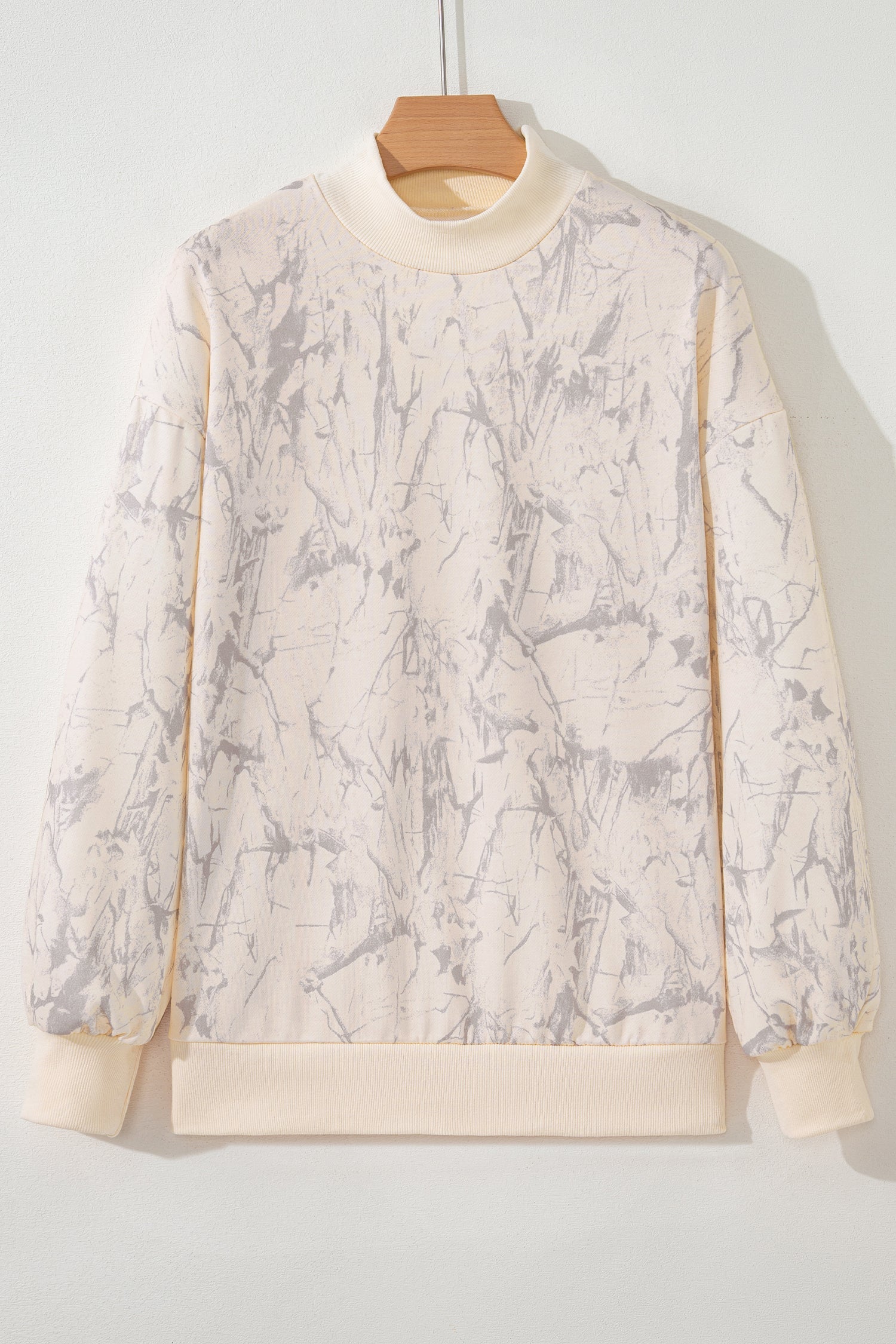 Camo Sweatshirt Mock-Neck Baggy in Khaki