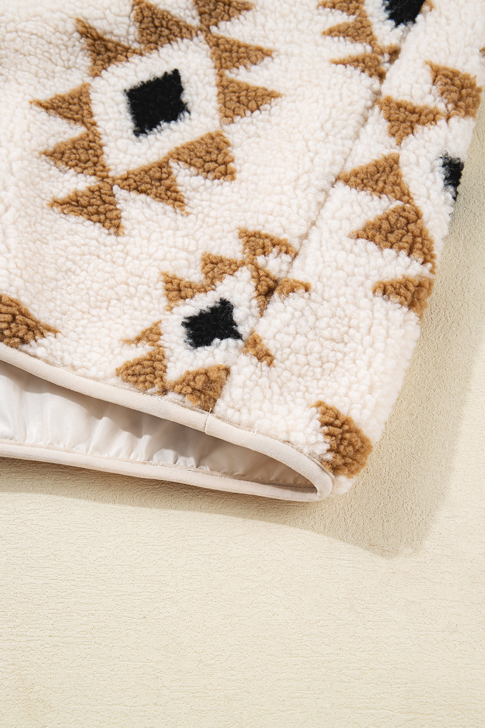 Aztec Print Sherpa Quarter Zip Collar Sweatshirt