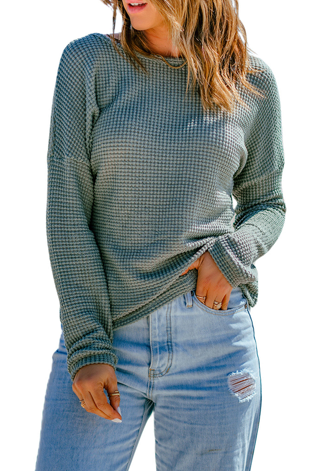 Women's Top Featuring Knitted Dropped-Shoulder