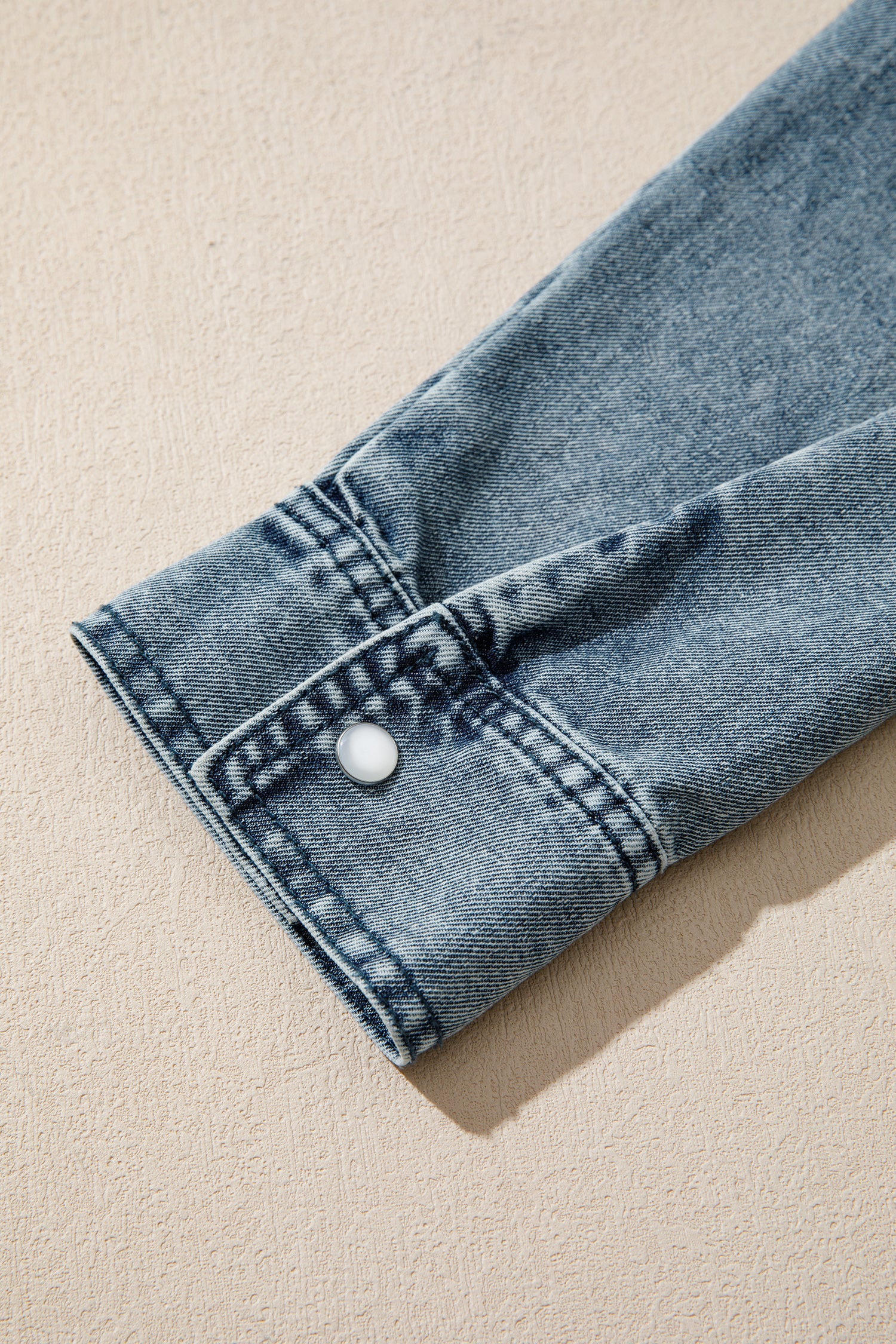 Western Dusk Blue Shirt Collar Tunic Denim Jacket